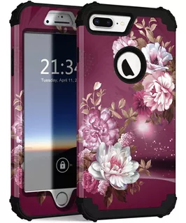 Funda Para iPhone 8 Plus/7 Plus, Flores/violeta/resistente