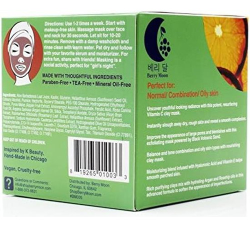 Máscara de arcilla antienvejecimiento con vitamina C Berry Moon para piel áspera
