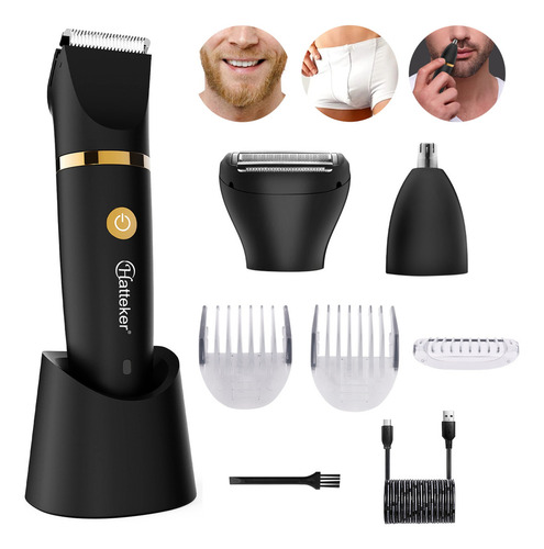 All-in® Barbeador Eletrico Aparador De Pelos Homen 3 Em 1 Shaver Maquina Barbear Cabelo Barba Pelos Do Nariz Com Base