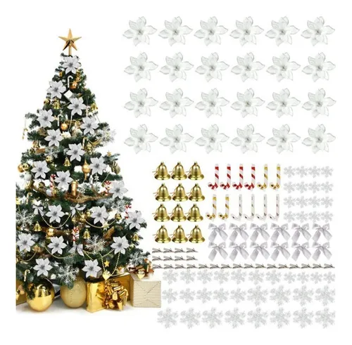 comprar 1 Juego De Flores Navideñas Decoradas Con Motivo De Navidad