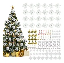 Comprar 1 Juego De Flores Navideñas Decoradas Con Motivo De Navidad