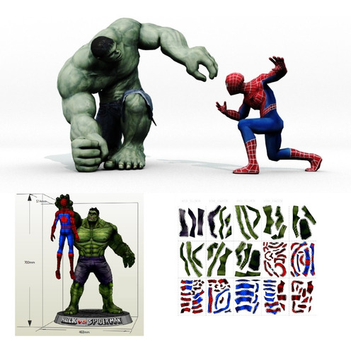 Hulk Vs Hombre Araña Figura 70 Cm Papercraft