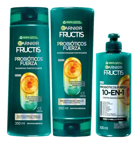 Pack Fructis Probióticos Fuerza Shamp, Acond,crema De Peinar
