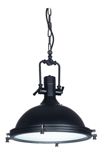 Lampara Colgante Industrial Deco Terestia Negro Vidrio Metal