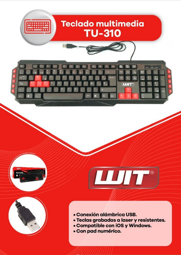 Teclado Wit Gamer Red Tu-310m