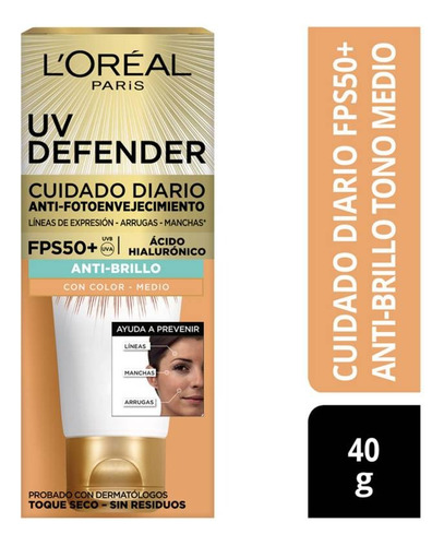 Crema L'oréal París Uv Defender Con Color Fps50 40ml