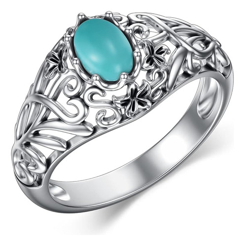 Anillos Turquesa Y Jade Para Mujer Plata Victoriano Occident