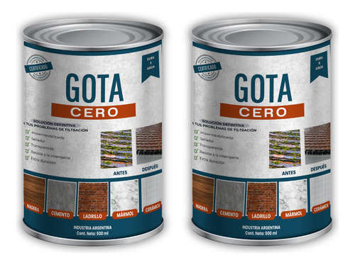 Gota Cero Impermeabilizante Sella Lluvia Agua 2x1 - 500 Ml