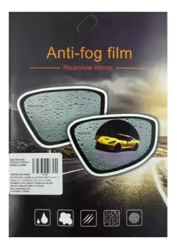 2 Películas Para Espejo Retrovisor Anti Empaño Contra Agua