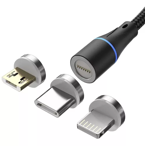 Cable Magnetico Cargador iPhone Tipo C Micro Usb 3 Puntas - Color