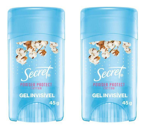 Secret desodorante powder protect cotton gel invisível 45g Kit com 2 unidades
