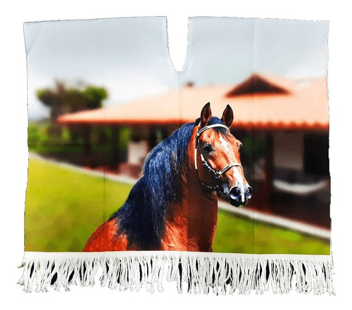 Imagen 10 de 10 de Poncho Caballos Y Gallos Sublimado Completo