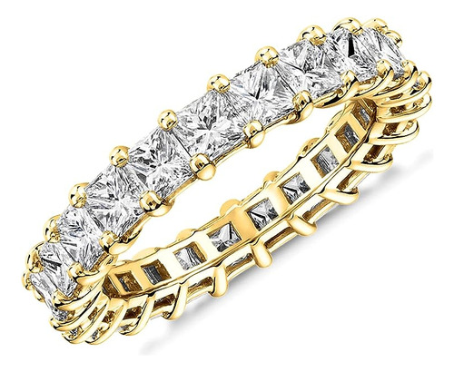 14k Gold Plated Rings Cubic Zirconia 3mm Princess Cut Stacka