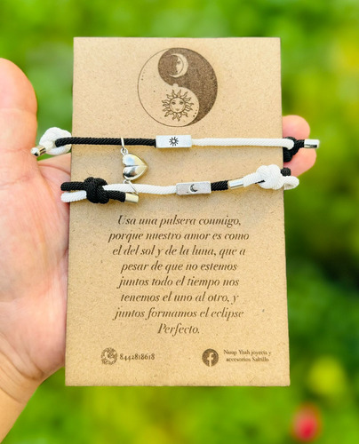 Pulseras De Pareja Con Iman Sol Y Luna Con Mensaje Grabado