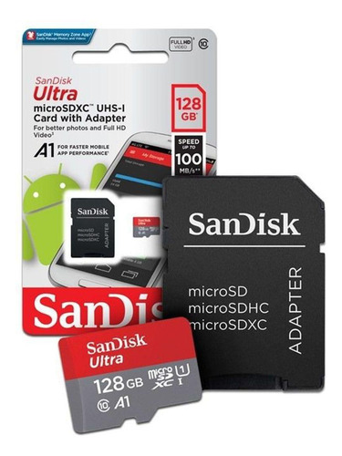 Sandisk Ultra Micro Sd Sdxc Uhs1 128gb 100mbs + Adaptador