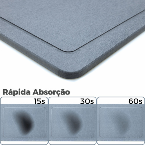 Escorredor De Louça Diatomita 40x30cm Cinza Rápida Absorção