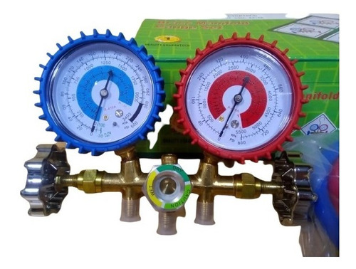 Imagen 2 de 4 de Manifold Refrigeracion R-410 Con Visor Mangueras Y Protector