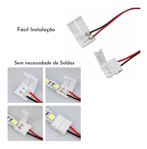 Kit 20 Emenda Rápida Extensão P/ Fita Led 2 Vias 5050 3528