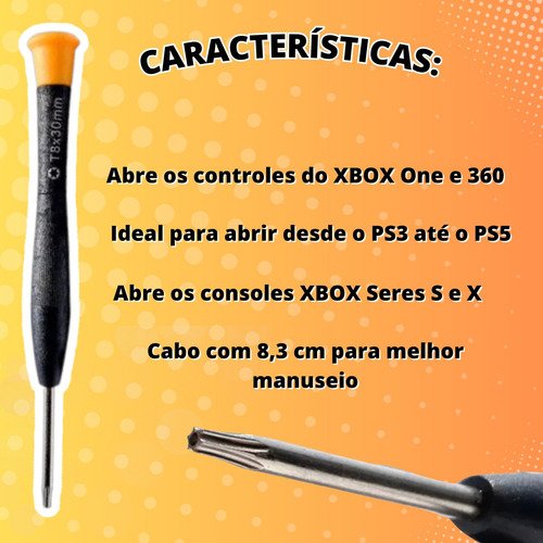 Chave Torx T8 Com Furo Para Abrir Ps3 Ps4 Ps5 Xbox