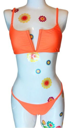 Traje De Baño Talla Chica Color Naranja S17