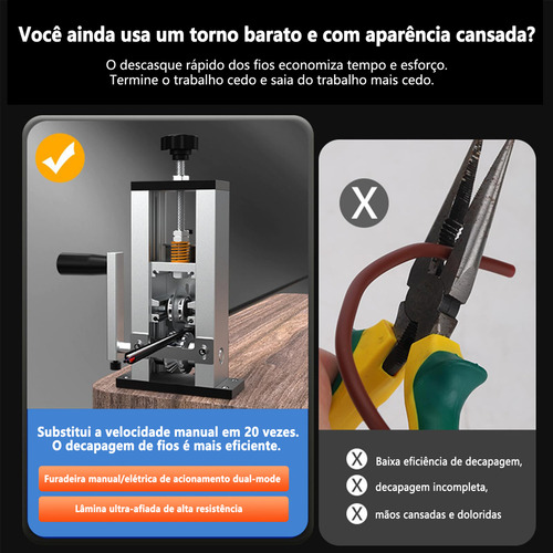 Máquina de decapagem de cabos de cobre ajustavel 1-25mm Decapador De Fios Portátil Descascador De Fios Manual