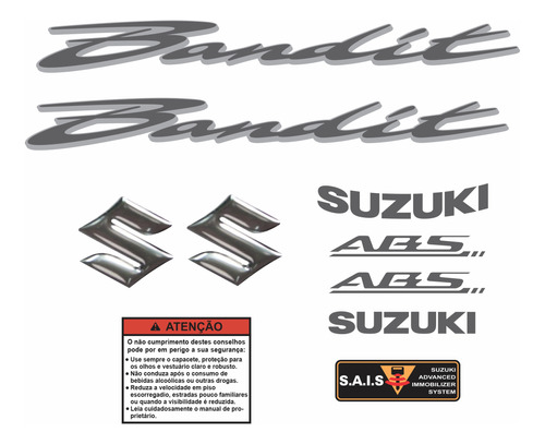 Kit Jogo Emblema Adesivo Suzuki Bandit 600n 2009 N1204