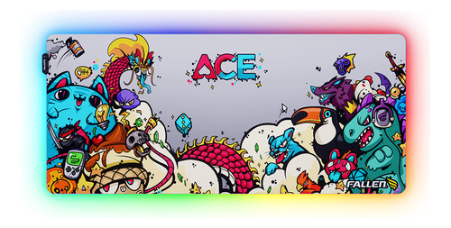 Mousepad Gamer Fallen Ace Led Rgb Speed++ 90x40cm Estendido Com Desenho