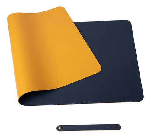 Mouse Pad De Escritório Impermeável E Antiderrapante Couro Cor Dupla Face = Amarelo + Azul Safira Linha De Costura De 70*35cm
