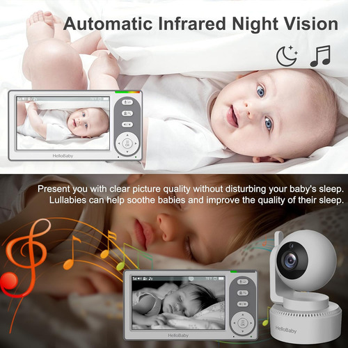 Hellobaby Monitor De Bebé De Vídeo De 4.3 Pulgadas Con Bater
