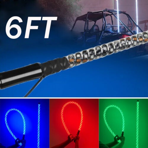 6ft Led Rgb Color Whip Light For Buggy Atv Rzr Utv Truck Yyb