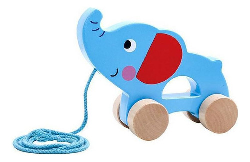 Juguete de madera para niños con cuerda para tirar de elefante