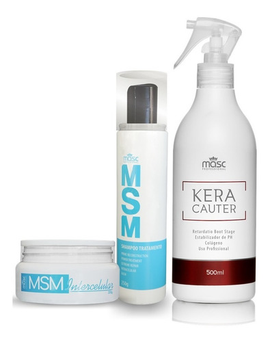 Kit Cauterização Shampoo E Máscara 250gr + Queratina Líquida