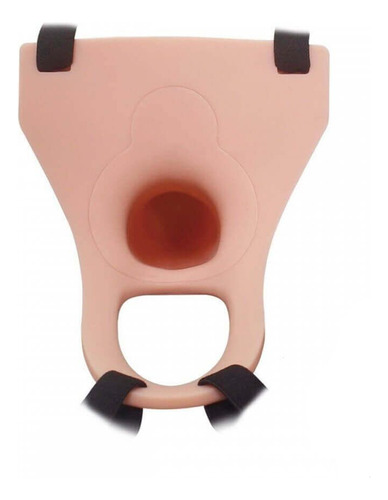 Capa Pênis Oca Com Cinta Para Aumento Peniano 17cm Cyberskin Cor Creme