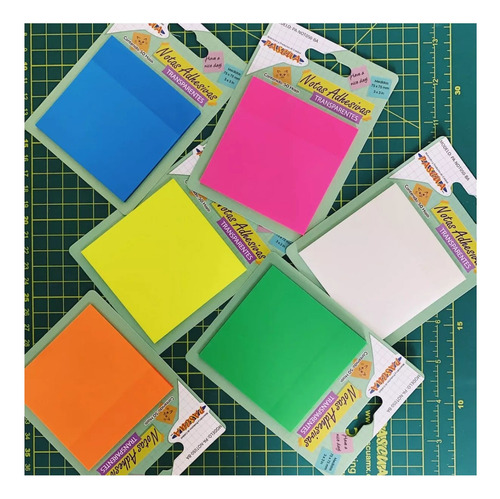 Block Notas Adhesivas Transparentes,pascua 3x3 In, 50 Hojas. Color Neon Naranja