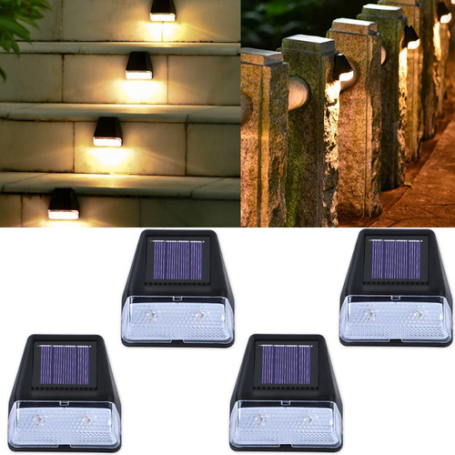 Kit De 4 Apliques De Pared Con Luz Solar Led, Luz Blanca Cál