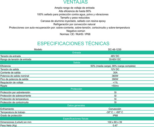 Convertidor Conversor 48v A 12v 30 Ah. Enertik