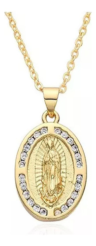 Q Collar Con Colgante La Virgen María Chapado Para Oro,