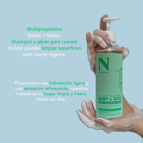 Dr. Natural Shampoo Multiusos Hipoalergénico Bebé. 473ml