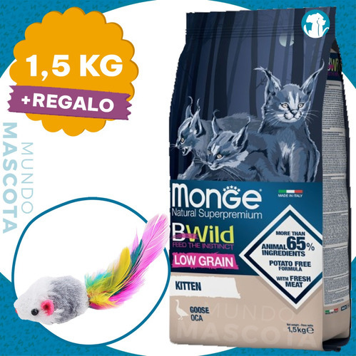 Monge Bwild Low Grain Gato Cachorro Sabor Ganso 1,5 Kg