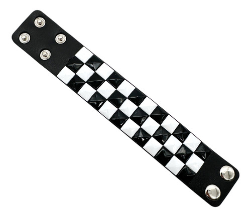 Muñequera Brazalete Tachas Blanco Y Negro Blanco/negro 23 Cm 23 Cm