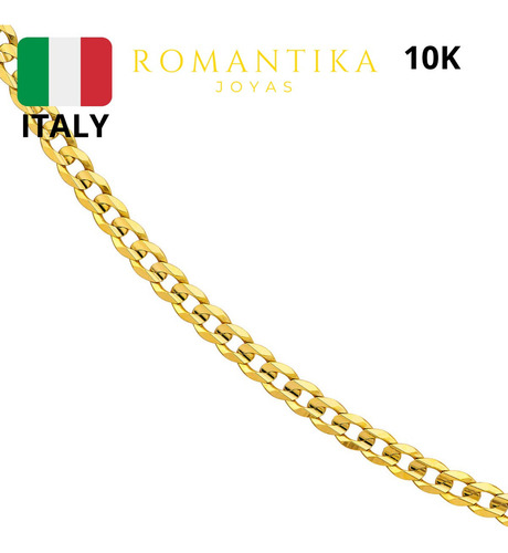 Cadena Barbada Cubana Cuban Oro 10k Kilates 55cm 3mm Italy Color Dorado