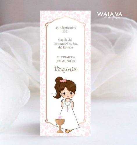 Imagen 5 de 10 de Estampas Primera Comunión Tarjetas Nenas Señalador X 3u