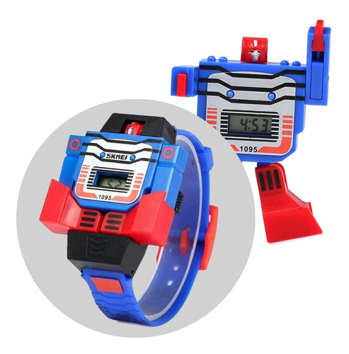 Paquete De 2 Reloj Digital Robot Transformer Infantil Unisex