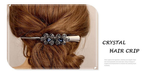 2x Pinzas Para El Pelo De Cocodrilo Con Flores De Diamantes