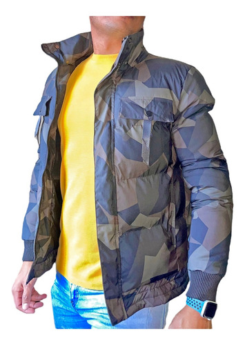 Chaqueta Parka Acolchada Cuello Desmontable Hombre