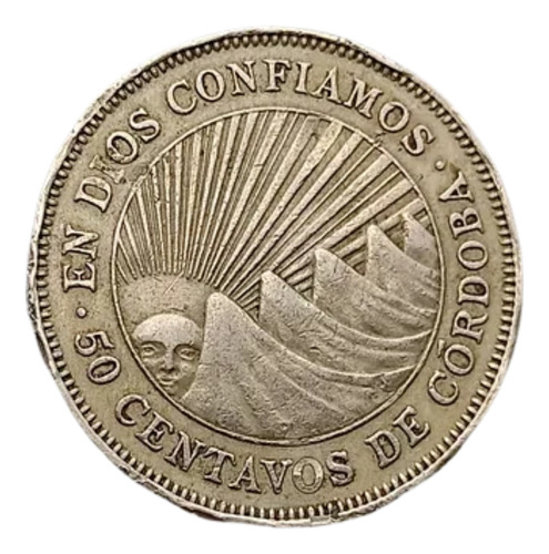 50 Centavos De Córdoba 1954 Nicaragua Moneda Colección 