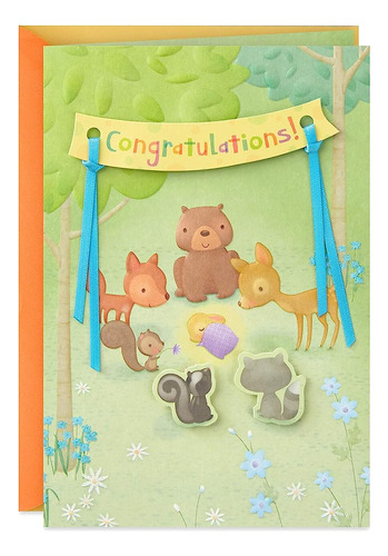 Hallmark Baby Shower Card (animales En El Bosque)