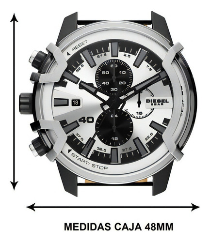 Relógio masculino Diesel Griffed Chrono, pulseira de couro Tex, cor preta