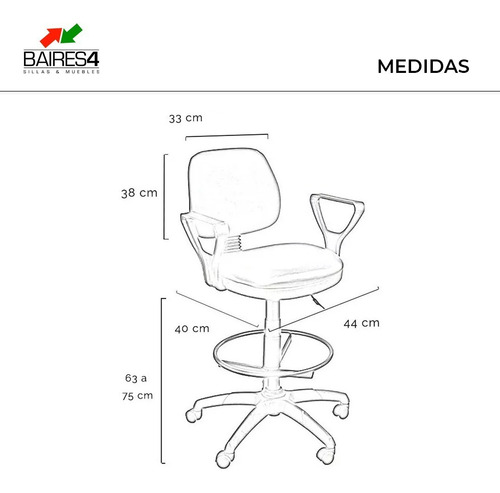 Silla De Oficina Cajera 603 Con Apoyabrazos | Contado