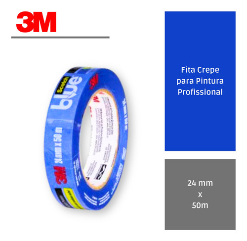 Cinta de pintura azul escocés de alto rendimiento, 24 mm x 50 m, 3 m, color azul liso